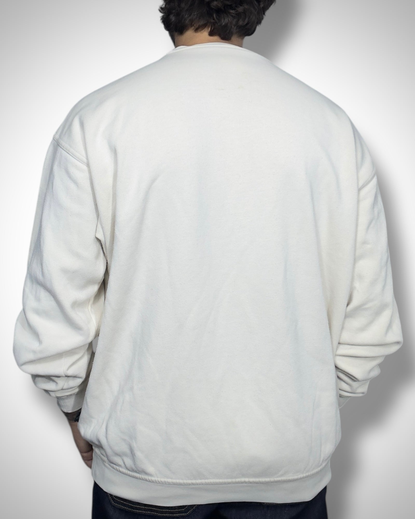 Felpa Vintage Adidas Bianco Panna – Essential Logo Crewneck
