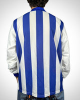 Maglia Adidas vintage calcio 90s righe blu e bianche