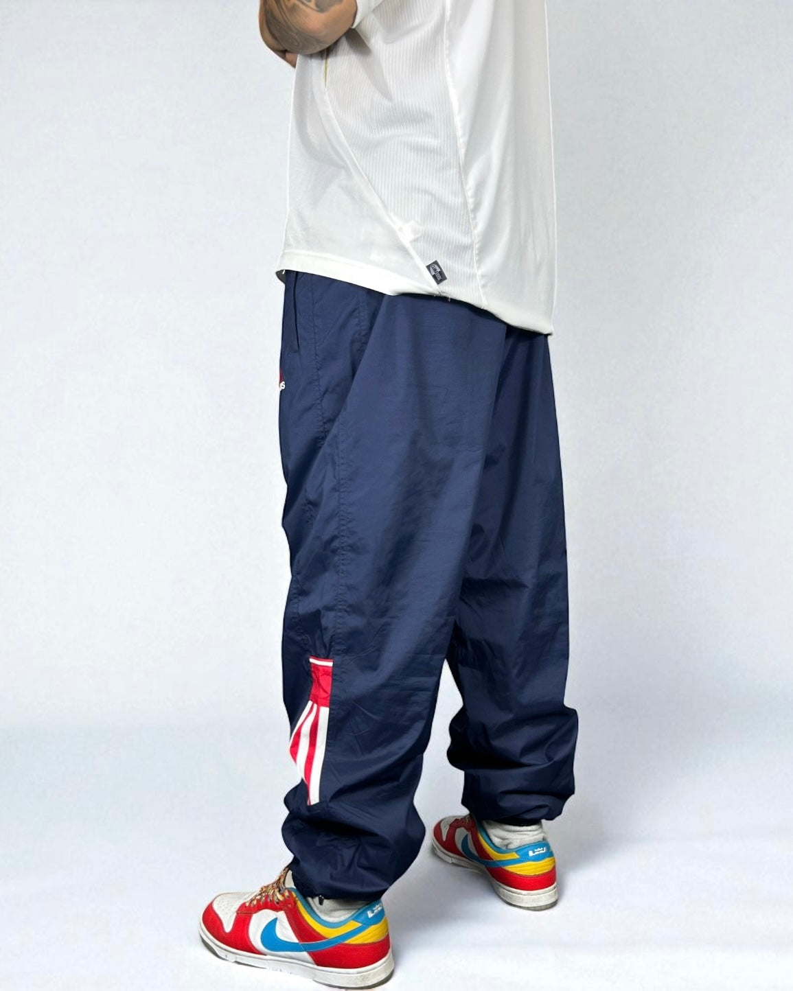Vintage Adidas Track Pants Navy 90s — Red Stripes Edition