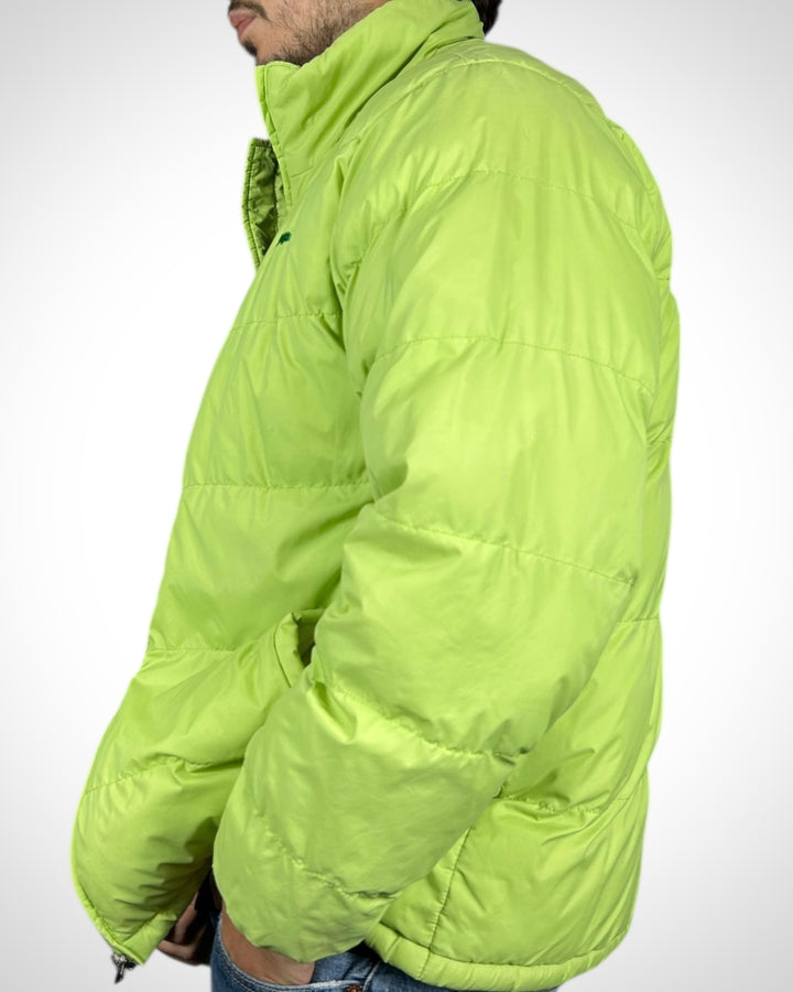 Piumino Vintage Kappa Verde Lime con Maxi Logo Retro