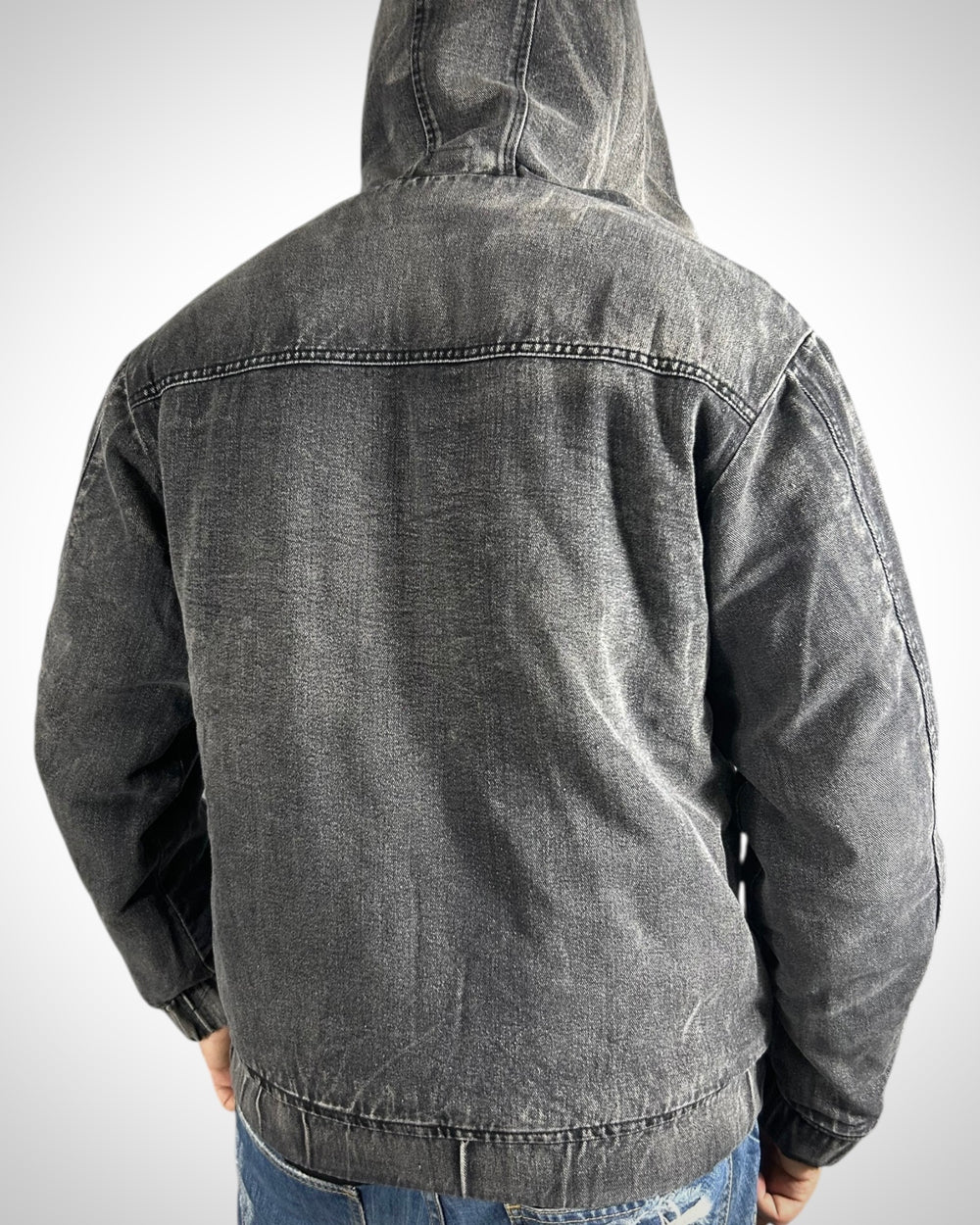 Giubbotto Dickies Vintage Stone Washed Nero con Cappuccio – Custom Rework Quilted Jacket