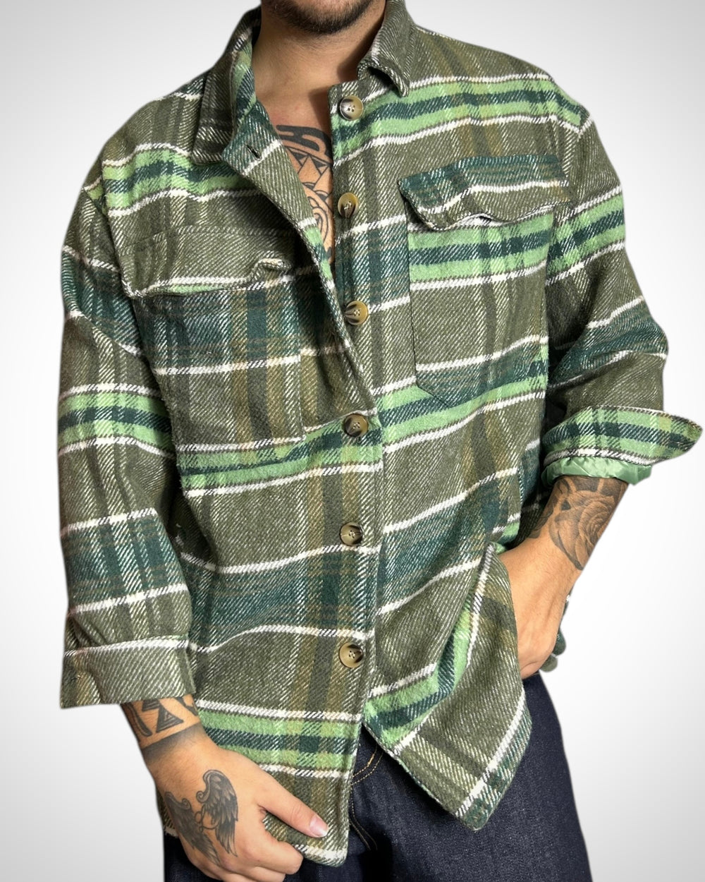 Vintage Check Jacket Green Olive