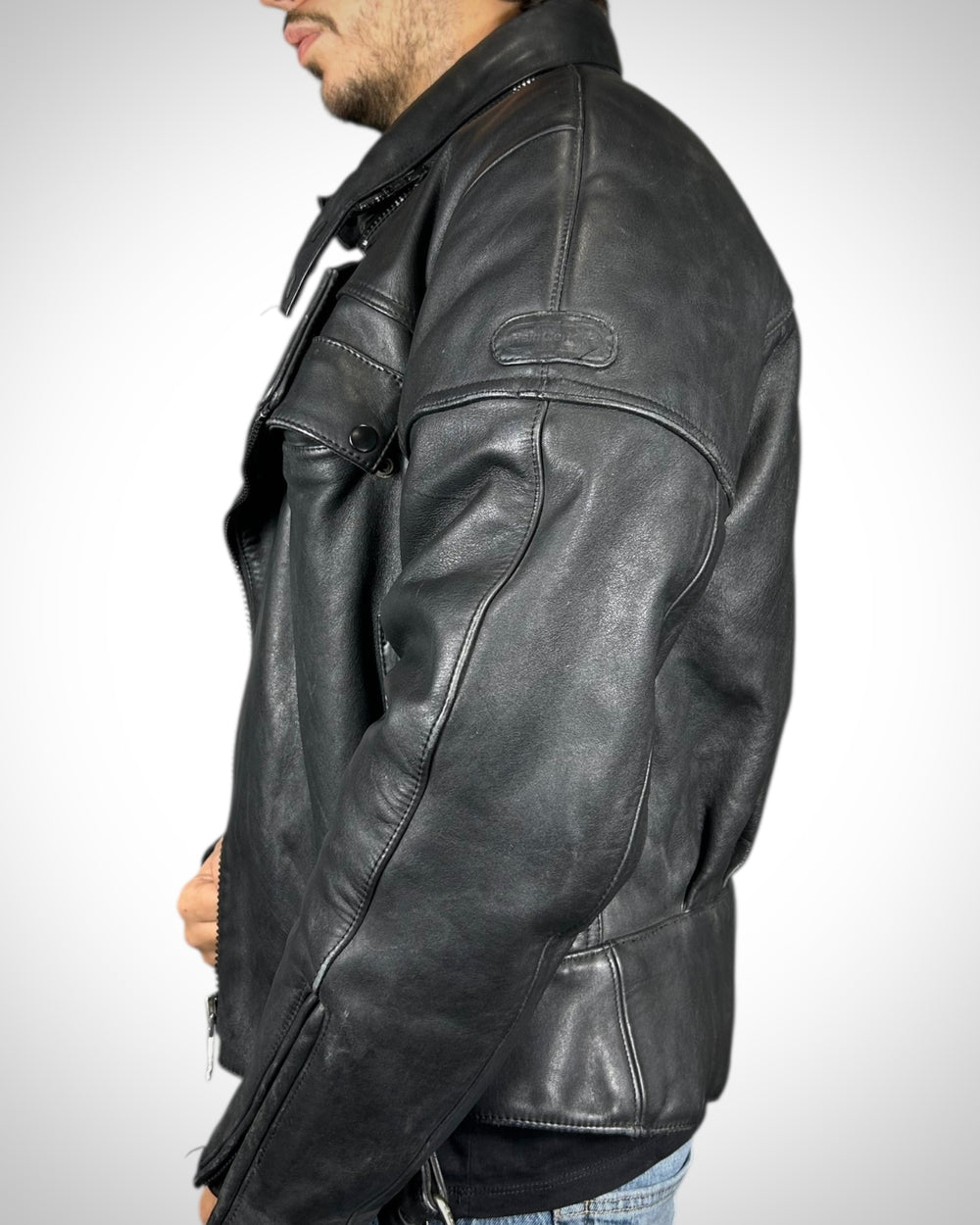 Giubbotto Vintage in Vera Pelle Nera “Echt Leder” — Biker Style Anni ’80/’90