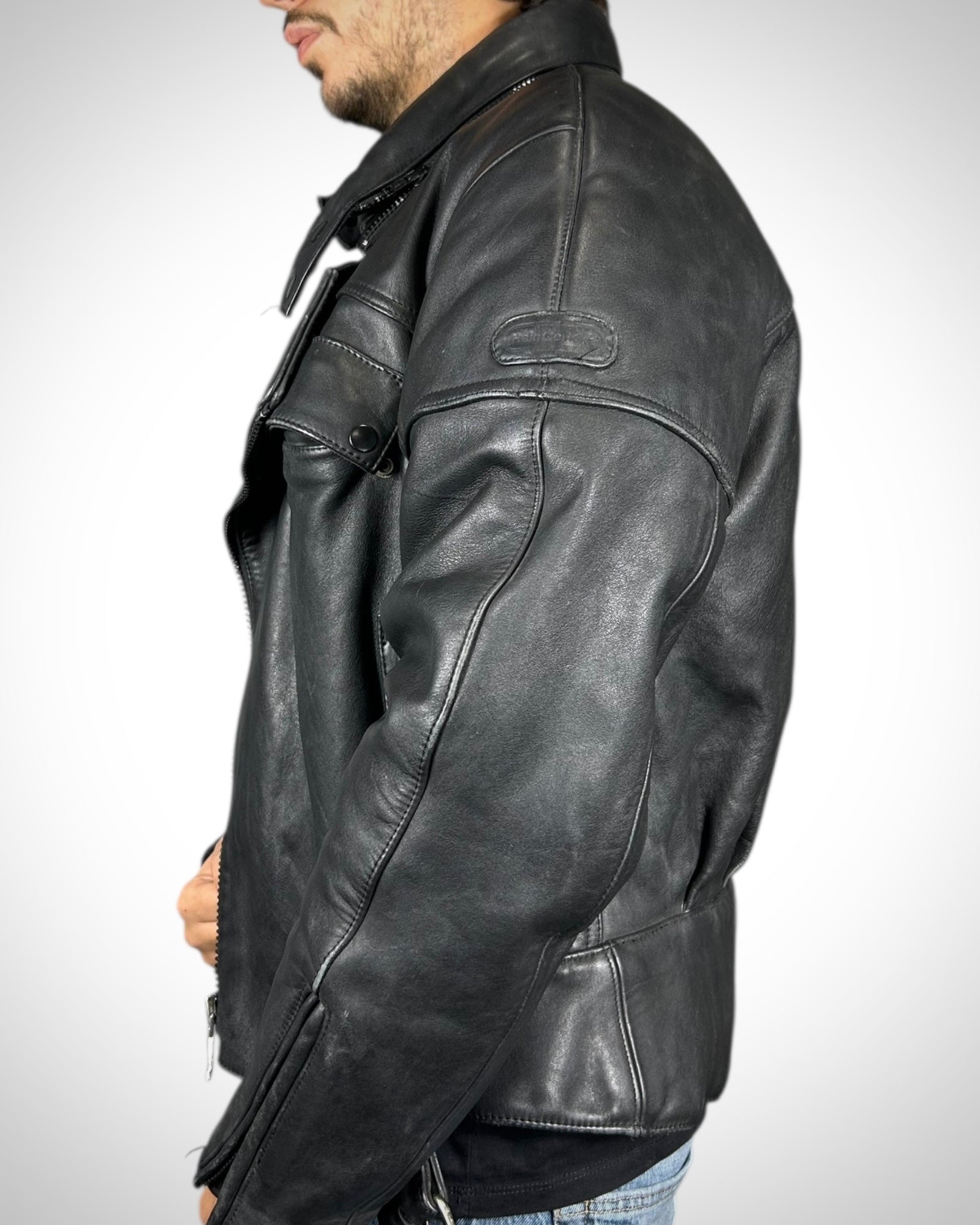 Giubbotto Vintage in Vera Pelle Nera “Echt Leder” — Biker Style Anni ’80/’90