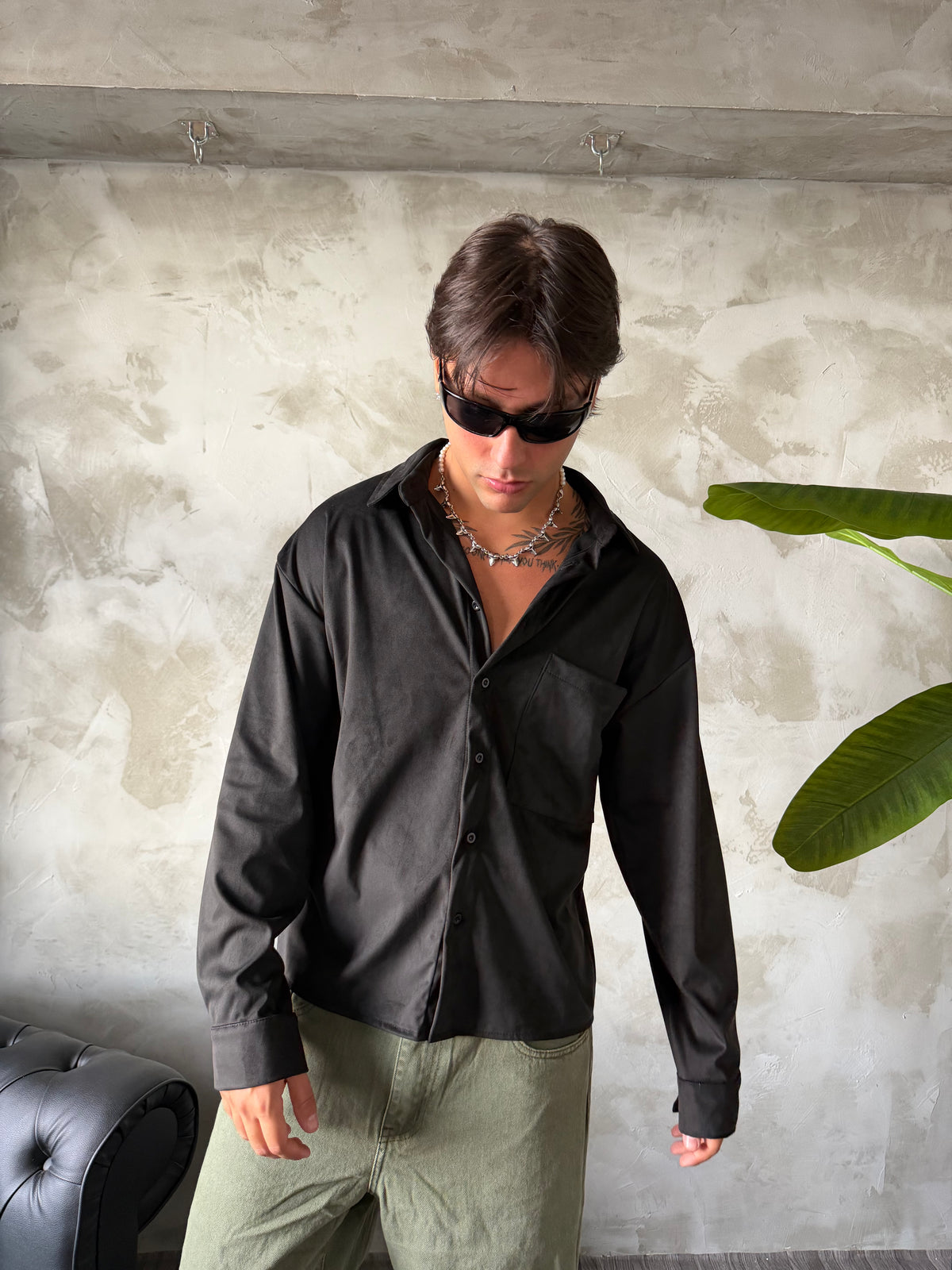 Camicia Suede Black