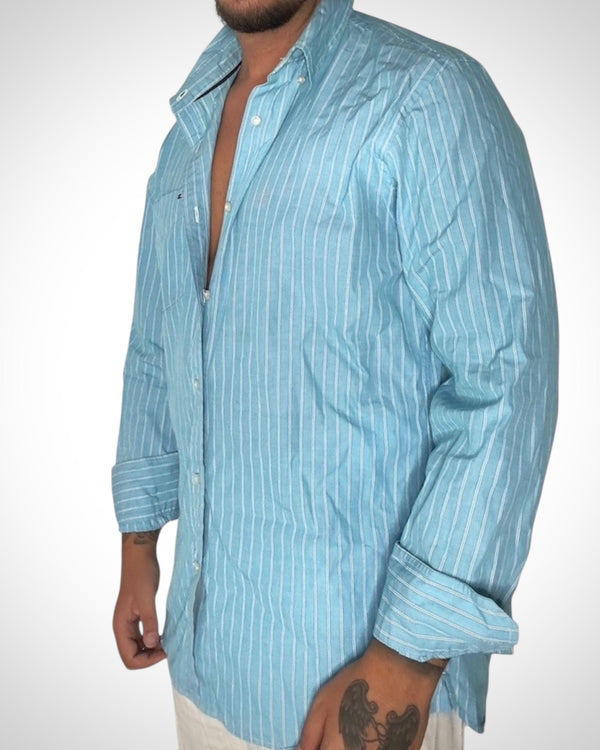 Camicia Tommy Hilfiger – Azzurra a Righe Bianche (Cotone 80’s Ply)
