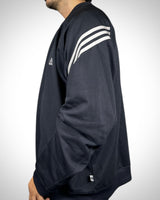 Felpa Vintage Adidas Navy con 3 Strisce Argento