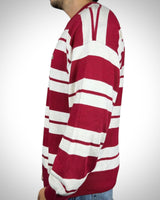 Maglione Vintage Lacoste a Righe Bordeaux e Bianche