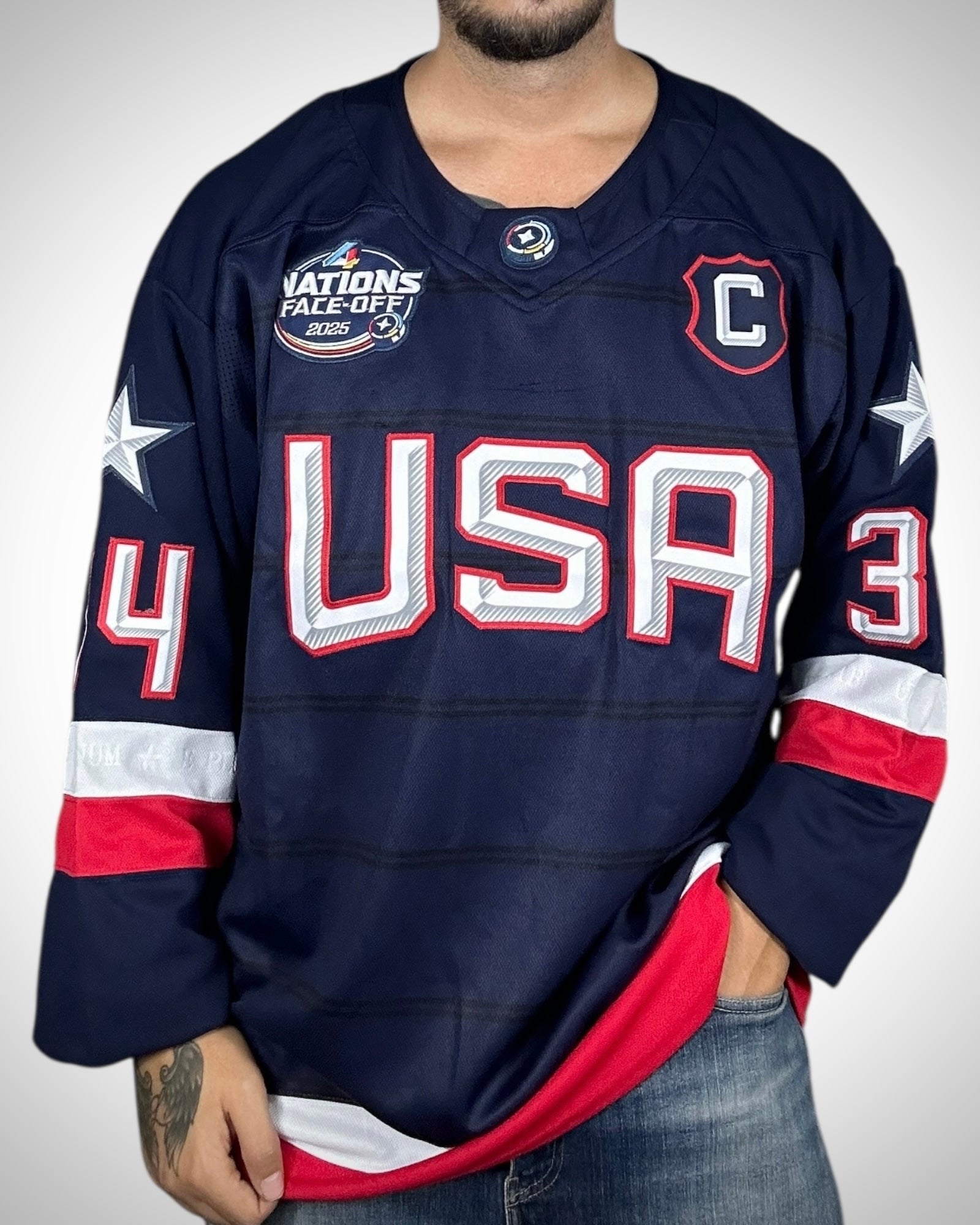 Maglia Hockey Nazionale USA Auston Matthews #34 Blu