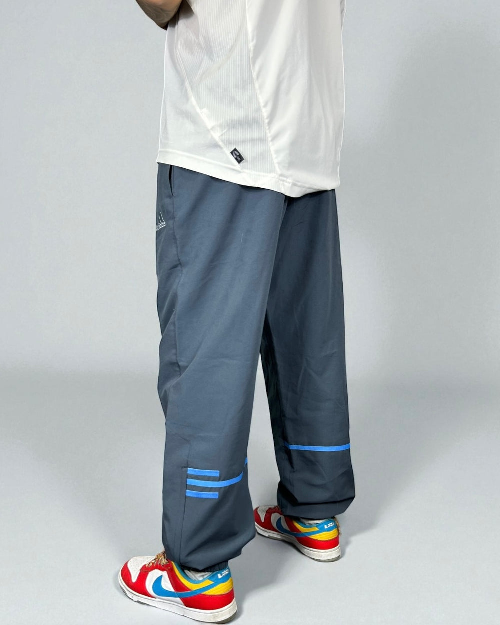Vintage Adidas Track Pants Grey Blue 2000s — Blue Stripes Edition