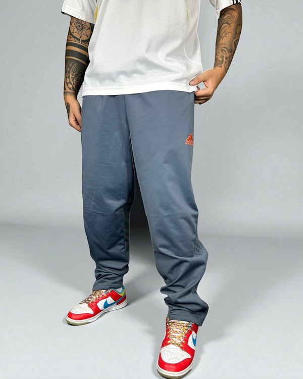 Vintage Adidas Track Pants Grey Blue 2000s — Orange Logo Edition