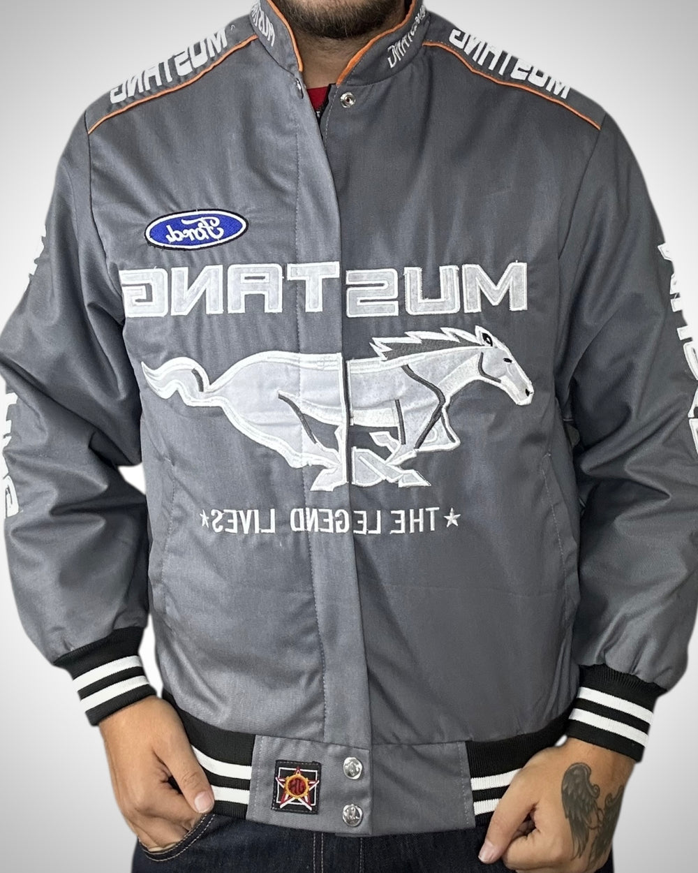 Giacca Racing Vintage Ford Mustang Grigia