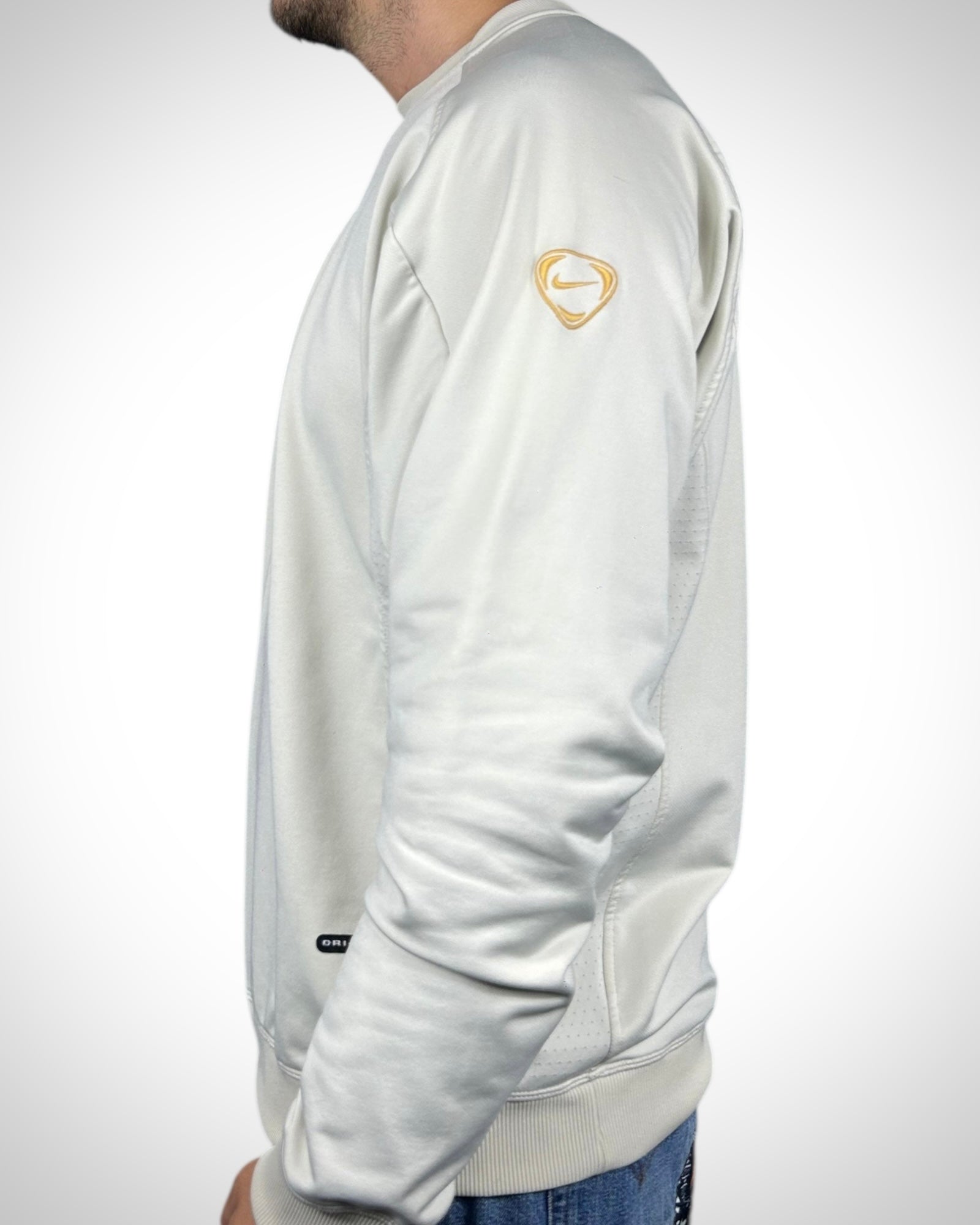 Felpa Vintage Nike Dri-Fit Beige con Ricami Oro