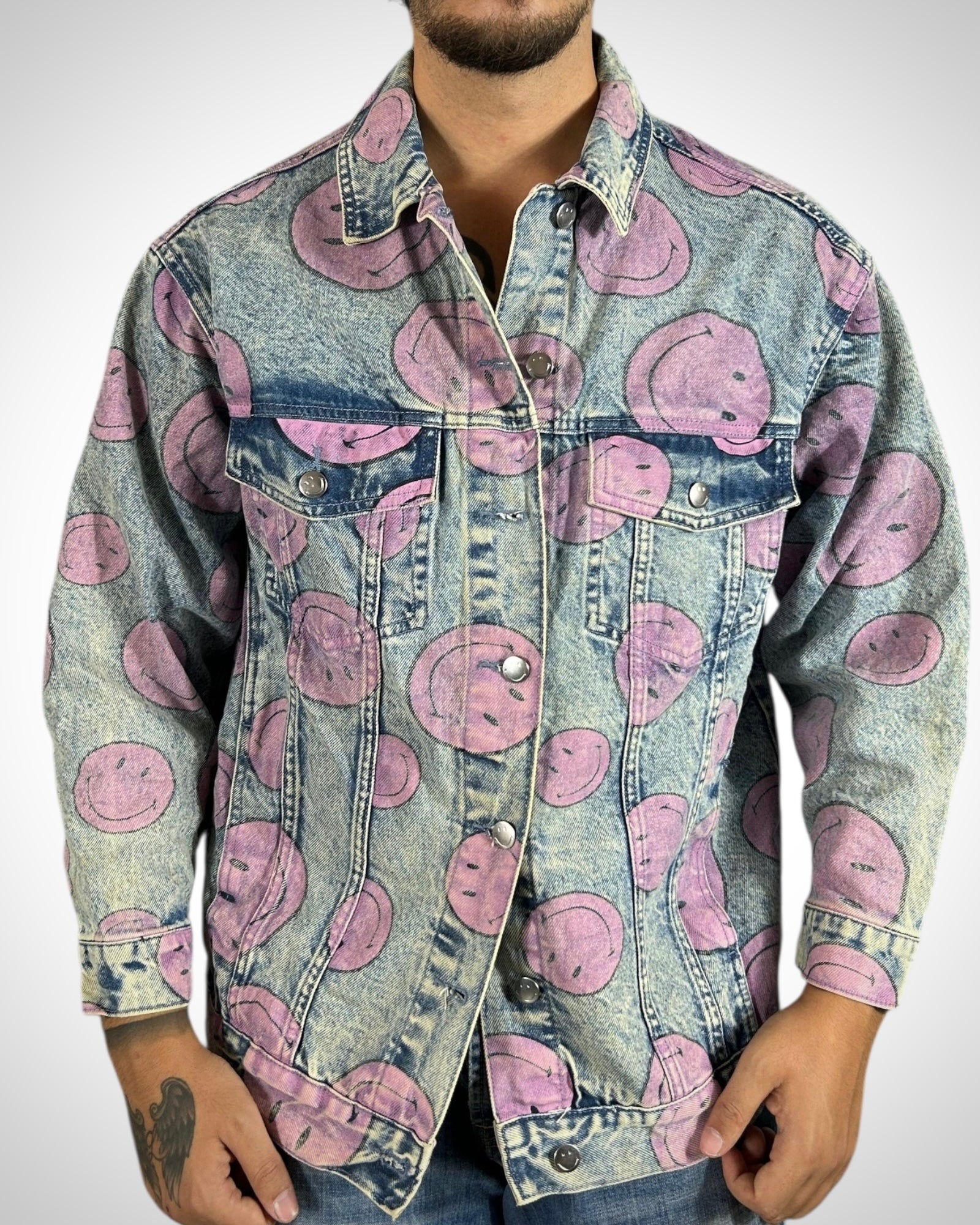 Giacca denim Bershka stampa Smiley