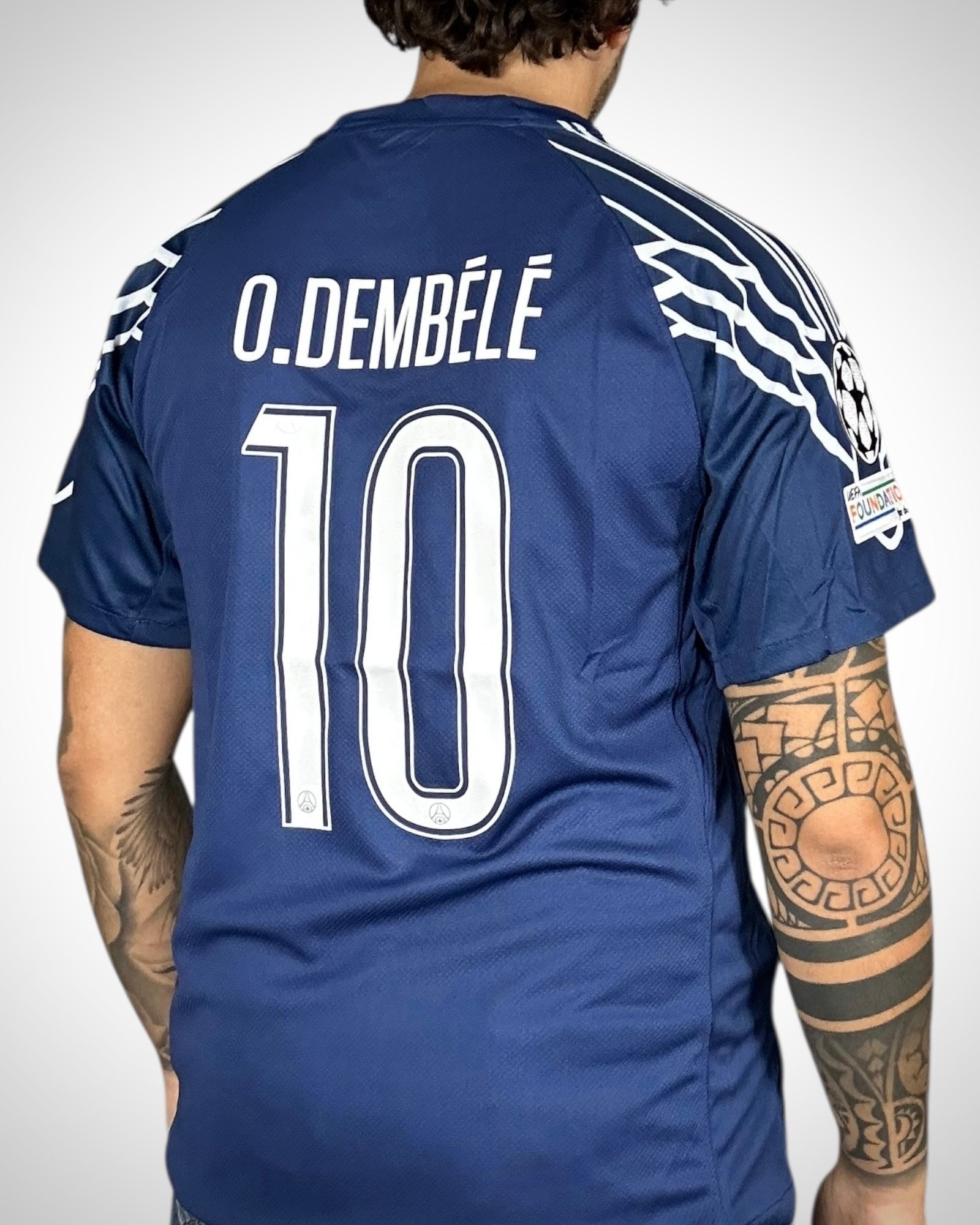 Maglia PSG Jordan Champions League Ousmane Dembélé #10 Blu