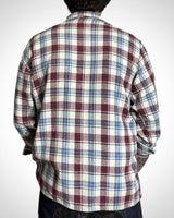 Vintage Check Shirt Zip Pockets Red Blue