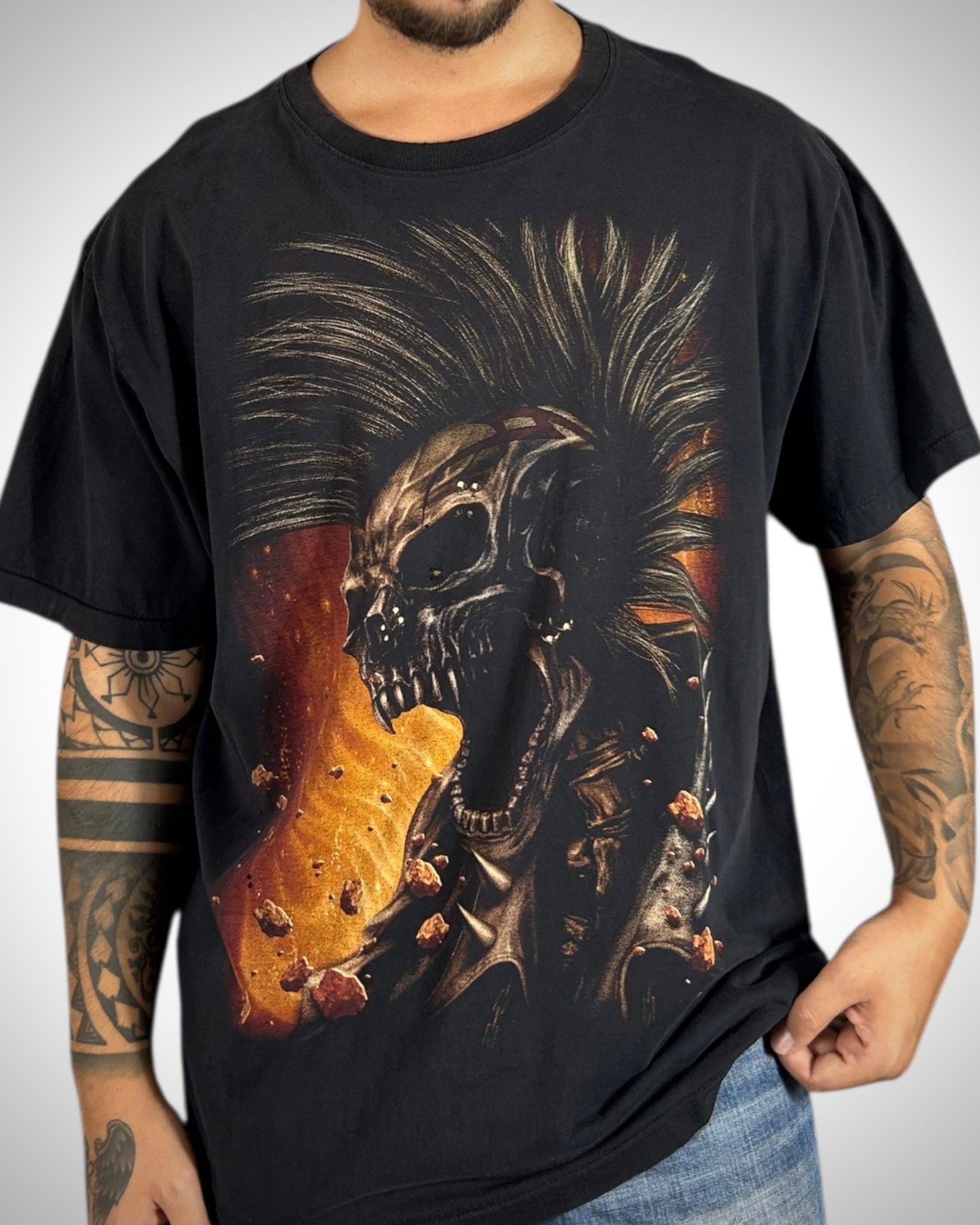 T-Shirt Rock Eagle Skull Biker Flame