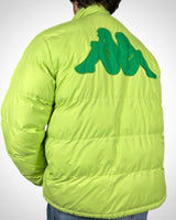 Piumino Vintage Kappa Verde Lime con Maxi Logo Retro