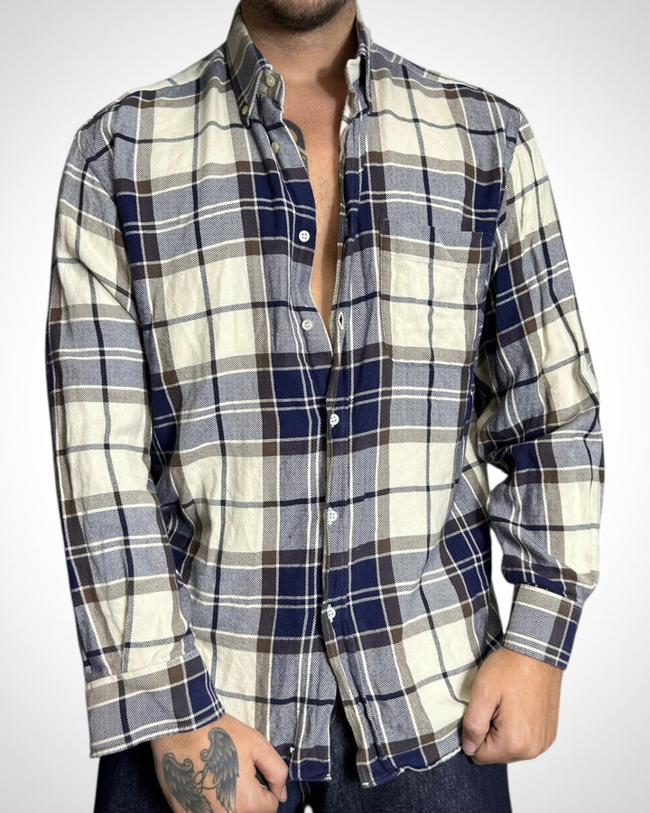 Vintage Check Shirt Navy Brown