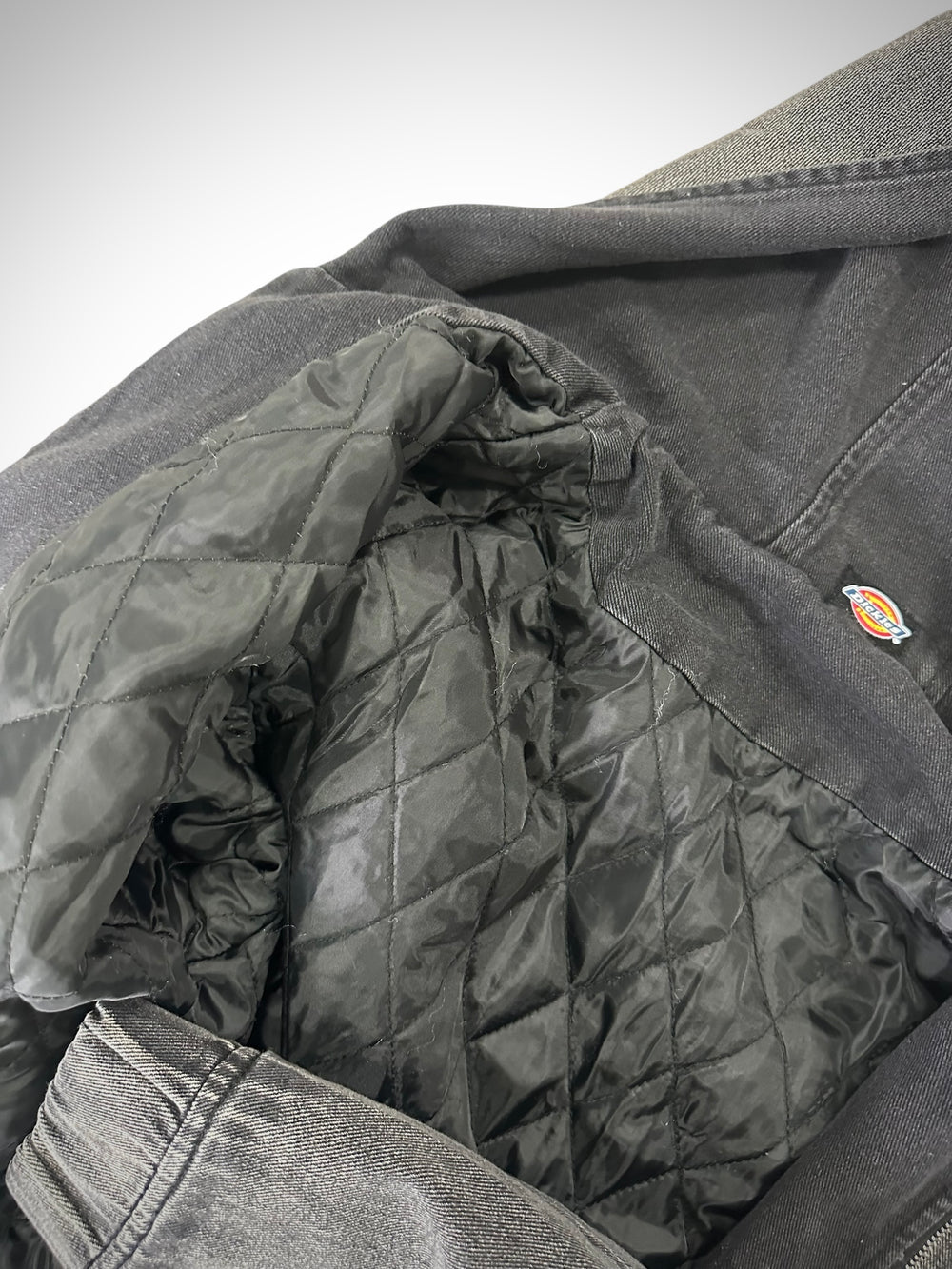 Giubbotto Dickies Vintage Stone Washed Nero con Cappuccio – Custom Rework Quilted Jacket