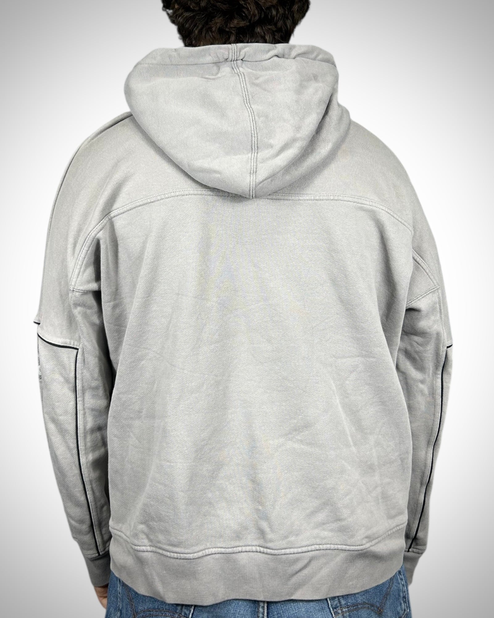 Felpa Hoodie Vintage Adidas Grigia con Logo Trefoil