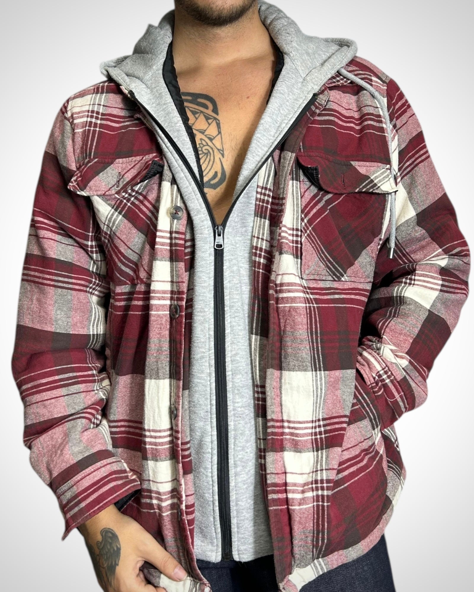 Vintage Hooded Check Shirt Jacket