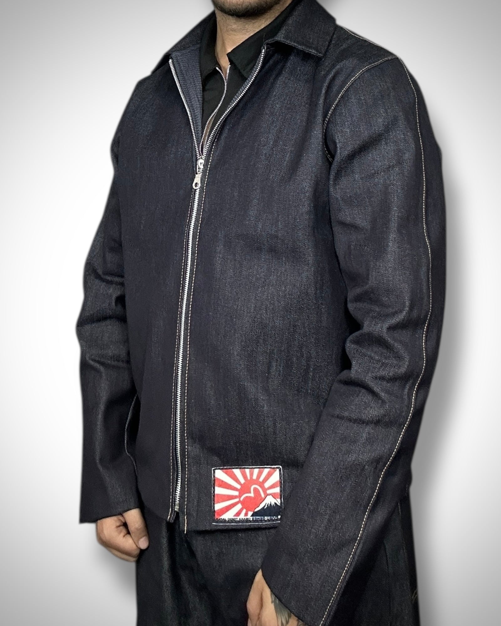 Giacca Reworked Evisu Blu Metallic Interno Trapuntato