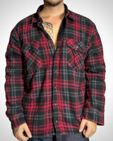 Vintage Sherpa Lined Check Shirt Red Black INTERNO IN PELLICCIA