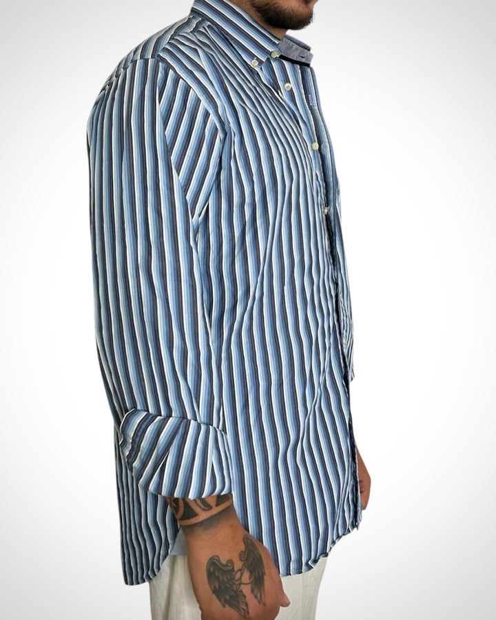 Camicia Vintage Tommy Hilfiger – Righe Bianche, Blu e Celeste (80’s Ply Fabric)