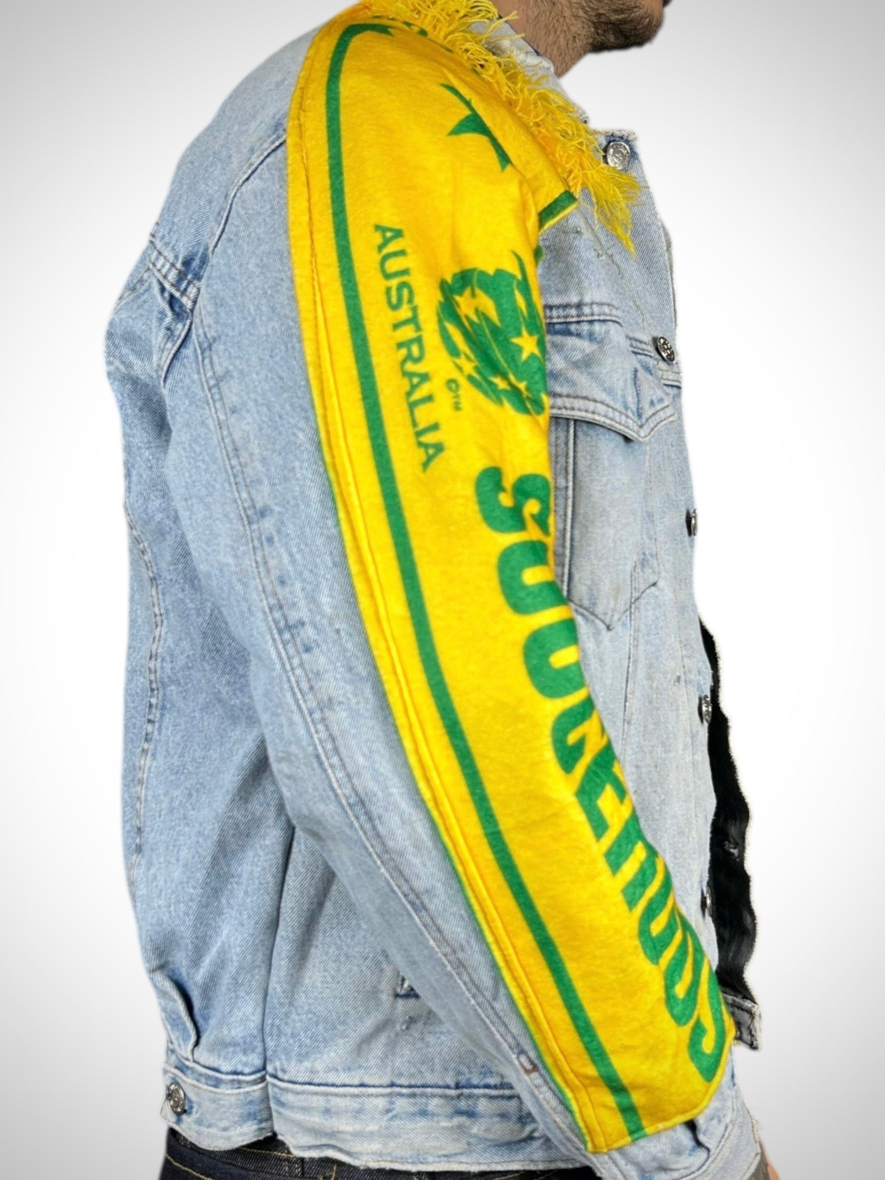 Vintage Denim Jacket Reworked “Soccer Australia”
