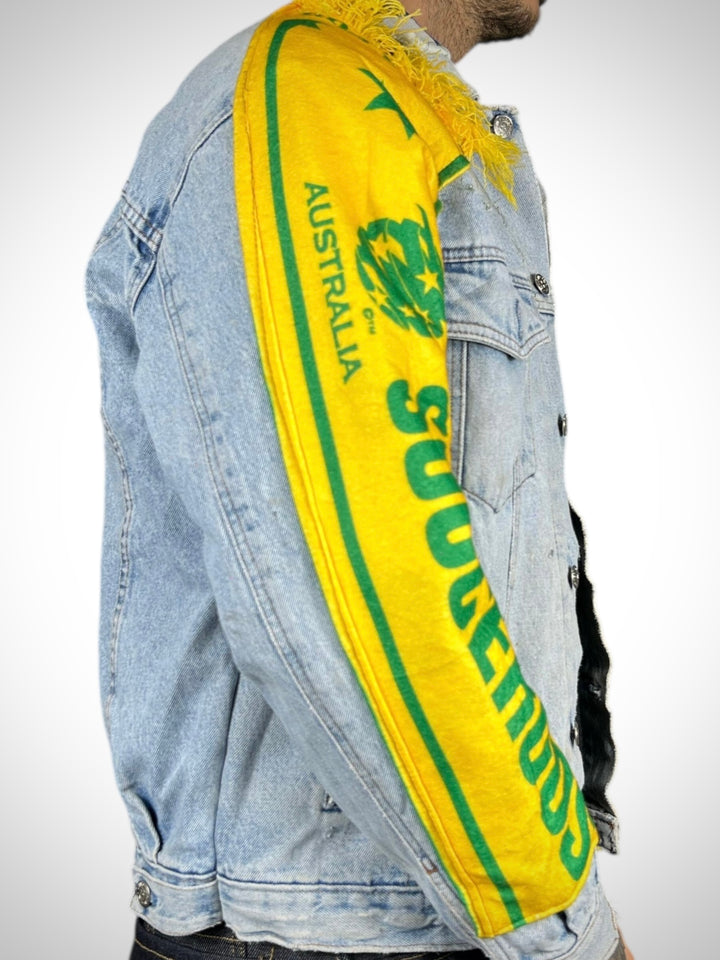 Vintage Denim Jacket Reworked “Soccer Australia”