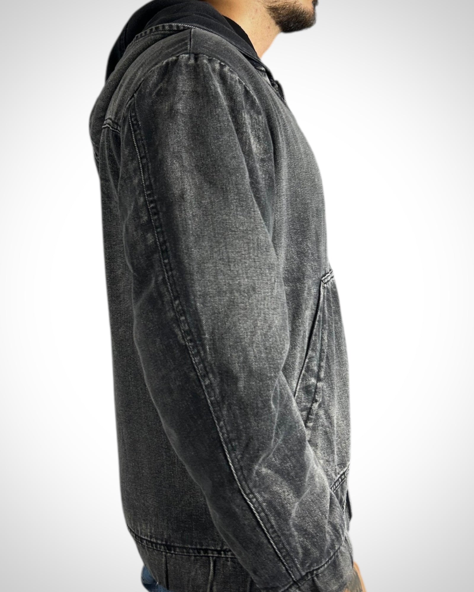 Giubbotto Dickies Vintage Stone Washed Nero con Cappuccio – Custom Rework Quilted Jacket