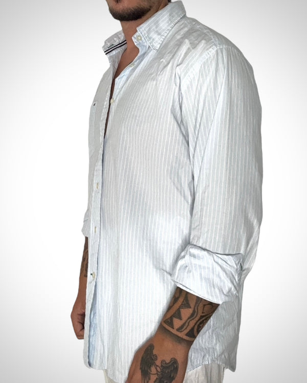 Camicia T.hilfiger righe sottili azzurrine