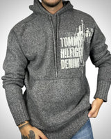 Felpa Hoodie Vintage Tommy Hilfiger Denim Grigia