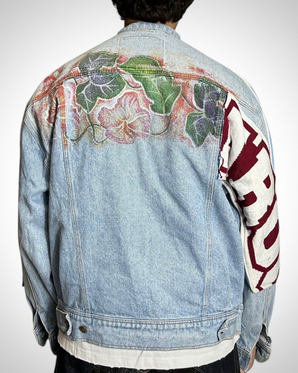 Reworked Denim Jacket - Patch Scarf Edition
