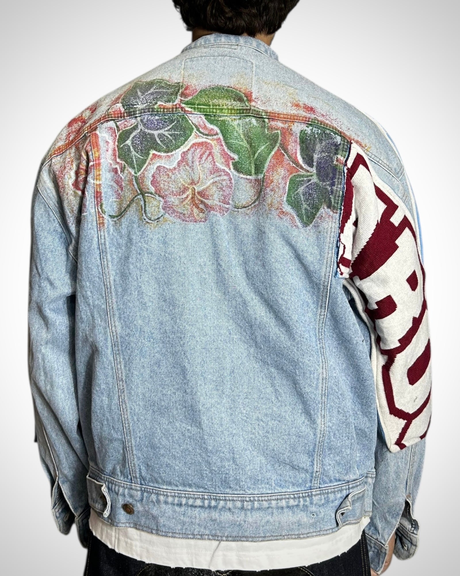 Reworked Denim Jacket - Patch Scarf Edition