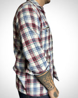 Vintage Check Shirt Zip Pockets Red Blue