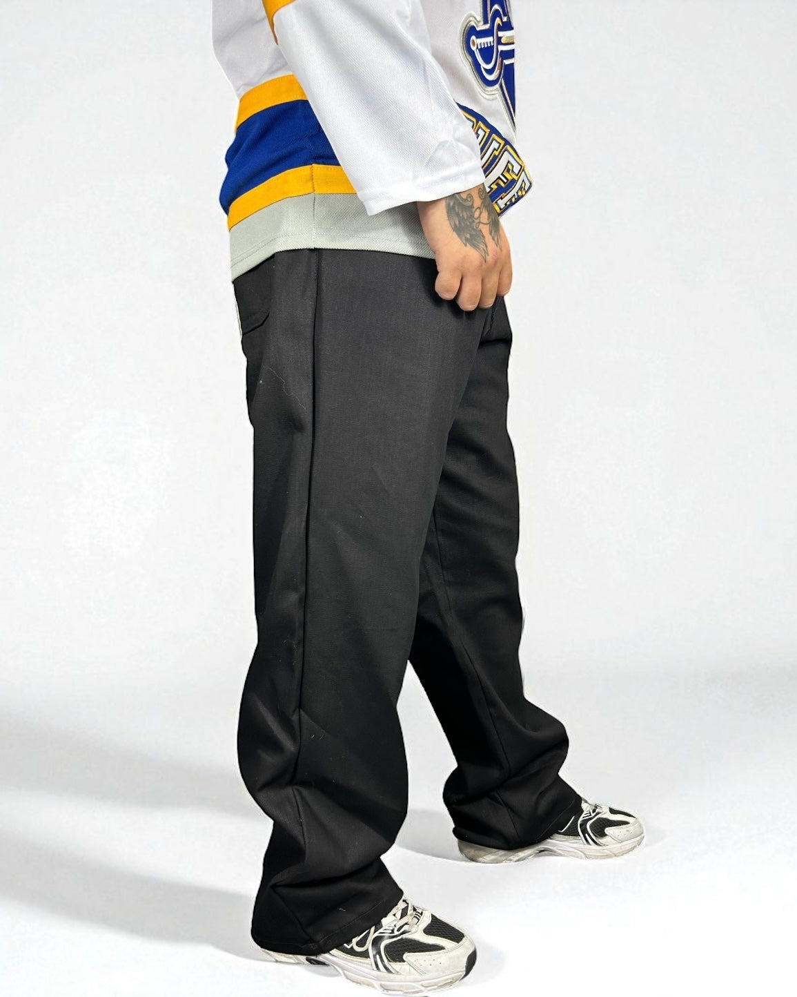 Jeans Reworked Evisu Black Denim Baggy con Gabbiano Gold