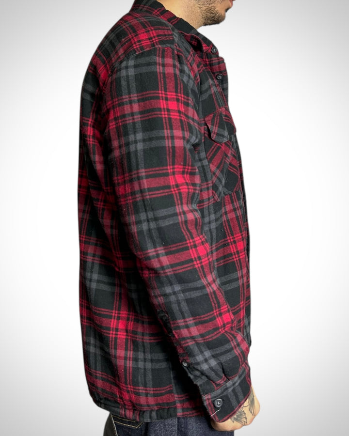 Vintage Sherpa Lined Check Shirt Red Black INTERNO IN PELLICCIA