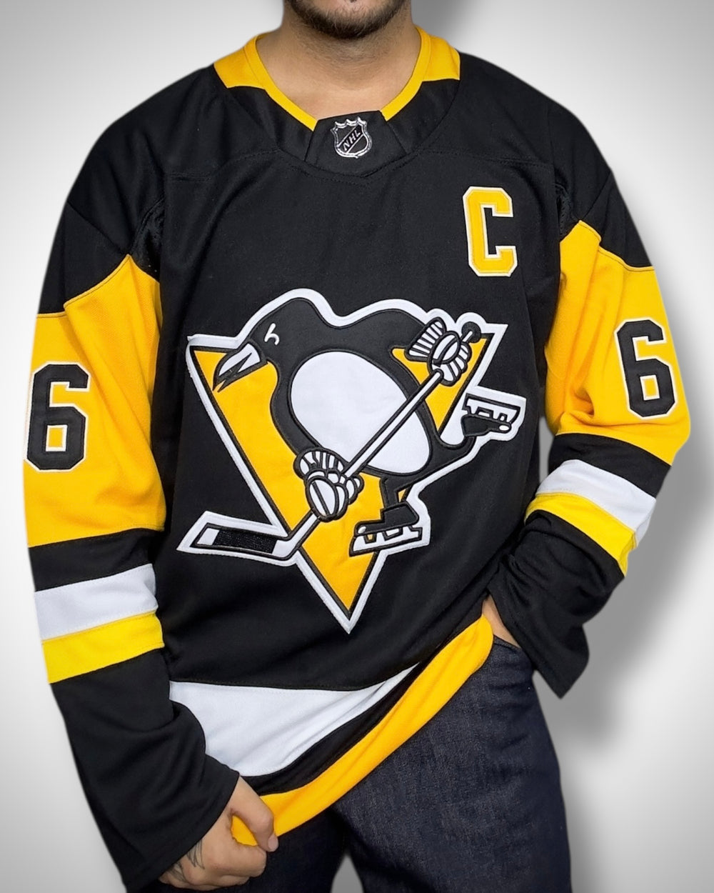 Maglia Vintage NHL Pittsburgh Penguins Lemieux #66 Nera e Gialla