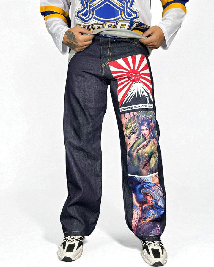 Evisu Reworked Jeans – Patch Dragon & Geisha