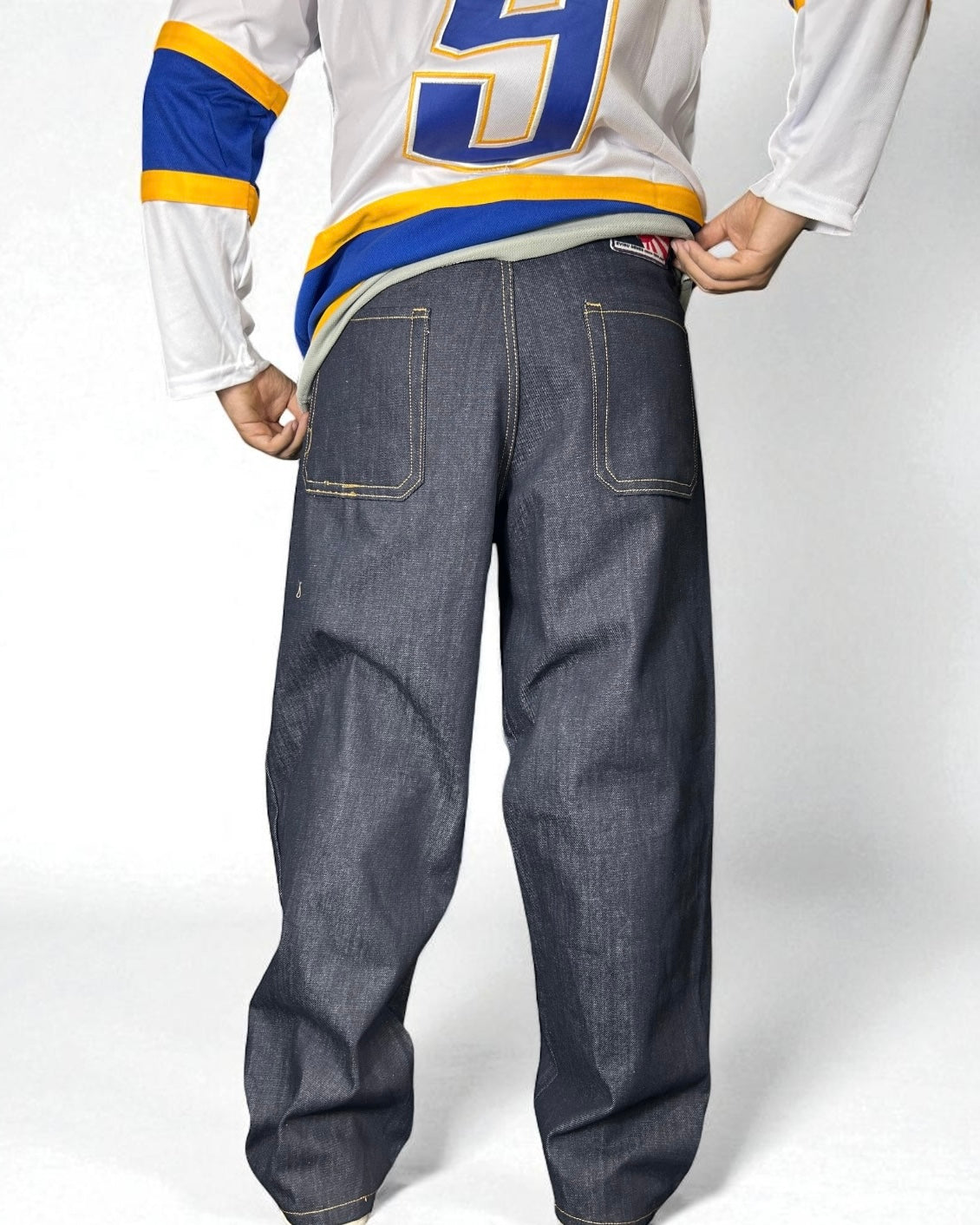 Jeans Reworked Evisu Denim Baggy con Gabbiano Oro