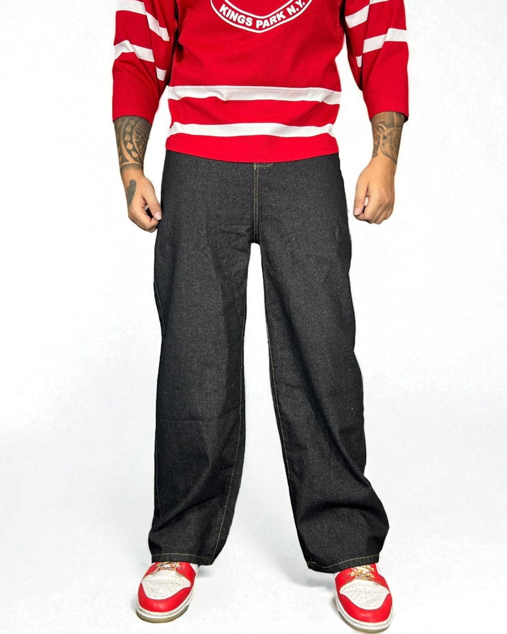 Jeans Denim Baggy con Grafica Orientale su Retro