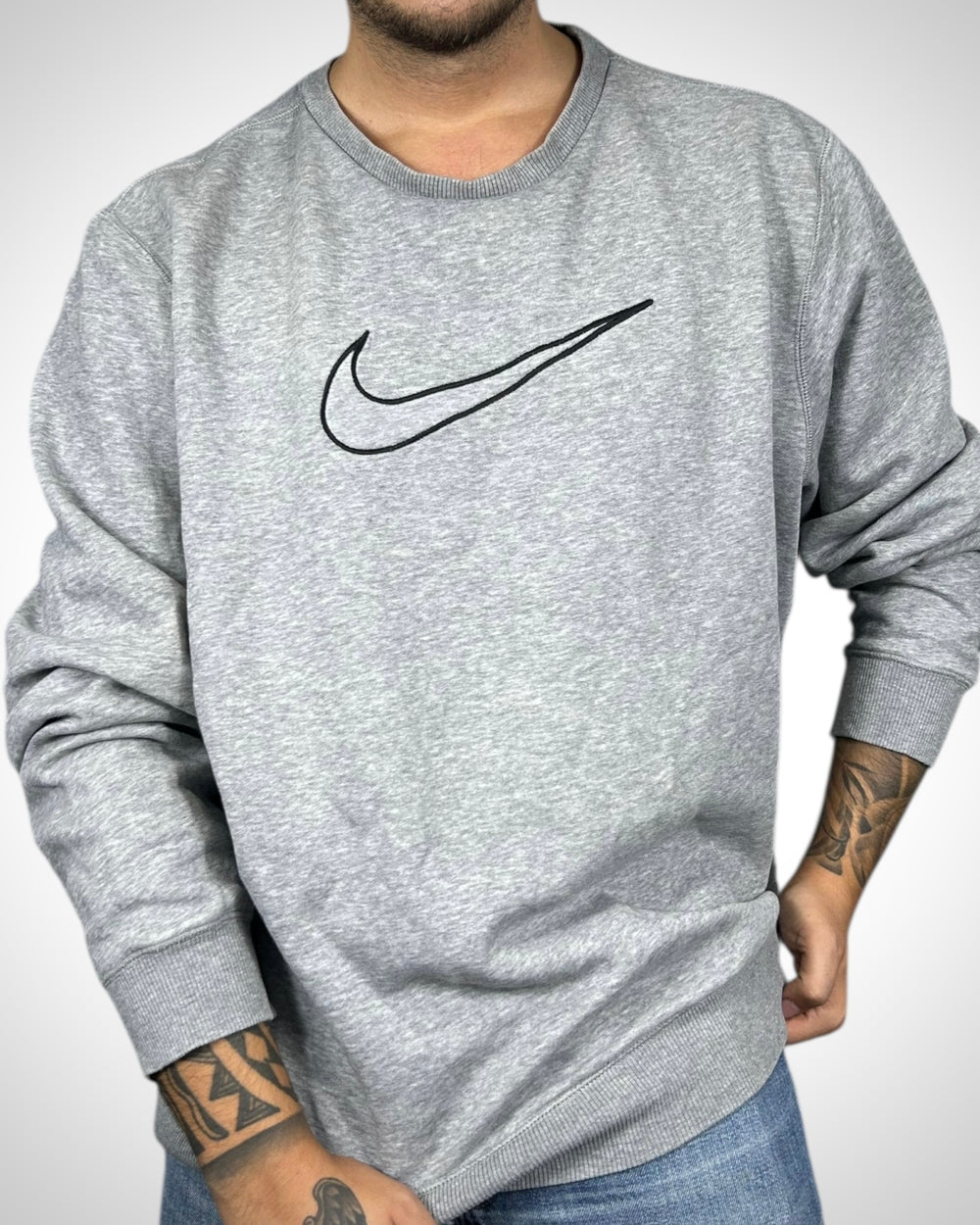 Felpa Vintage Nike Grigia con Swoosh Ricamato
