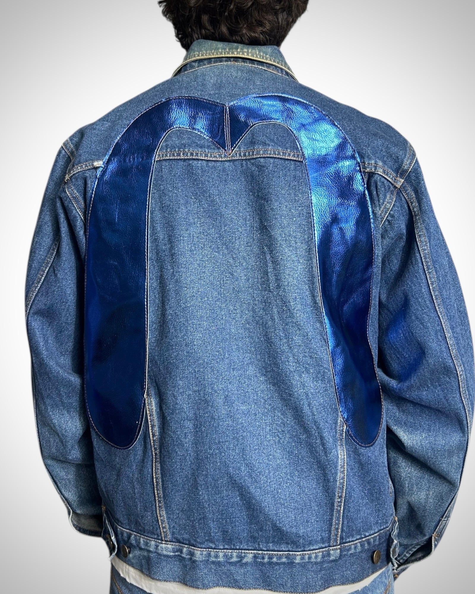 Giacca Evisu Reworked “Blue Metallic  Destroyed Effect”