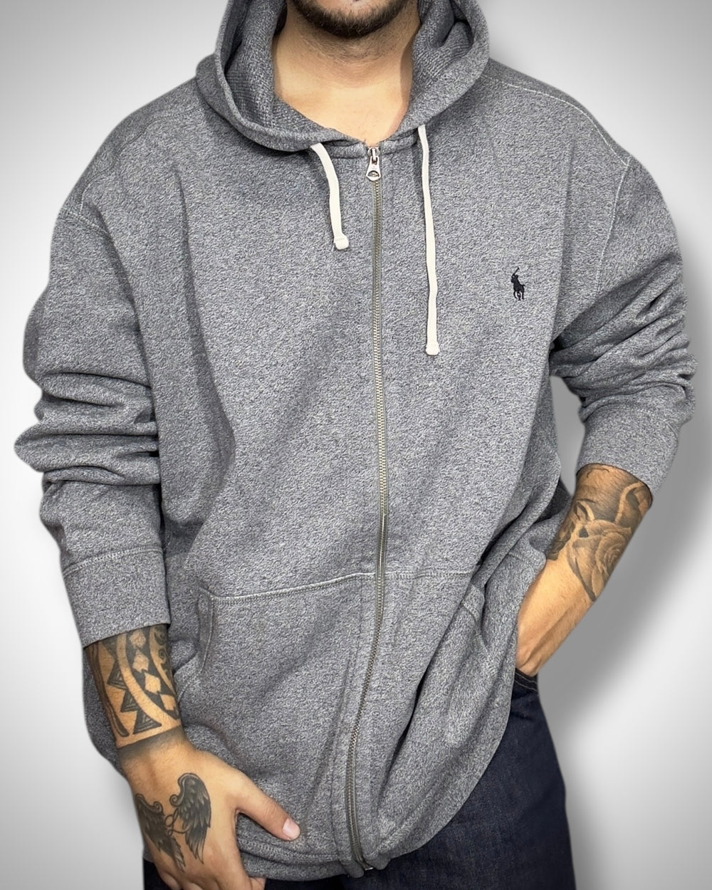 Ralph Lauren Vintage Full Zip Hoodie Grigio