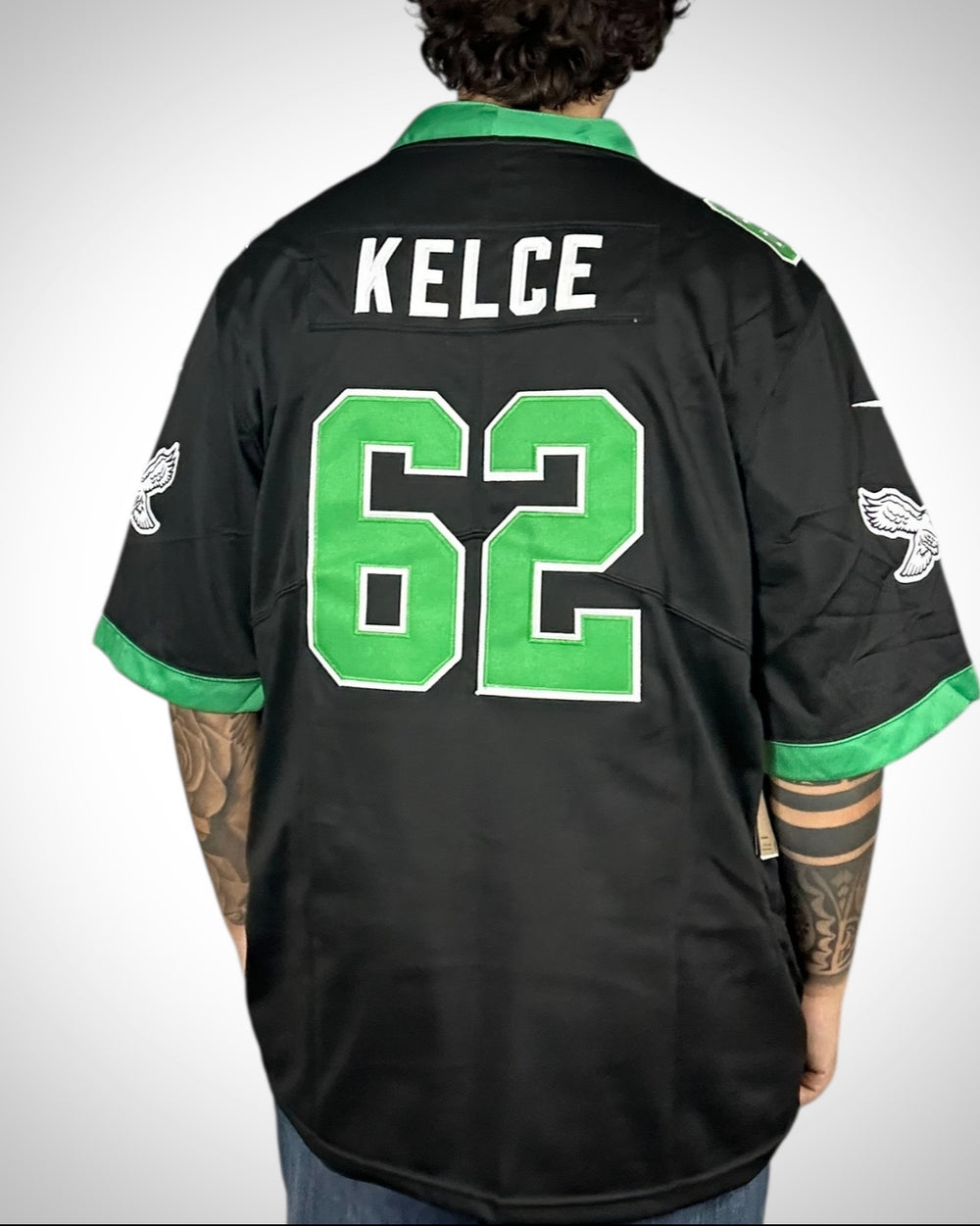 Maglia NFL Nike Philadelphia Eagles Jason Kelce #62 Nera/Verde NUOVA CON CARTELLINO