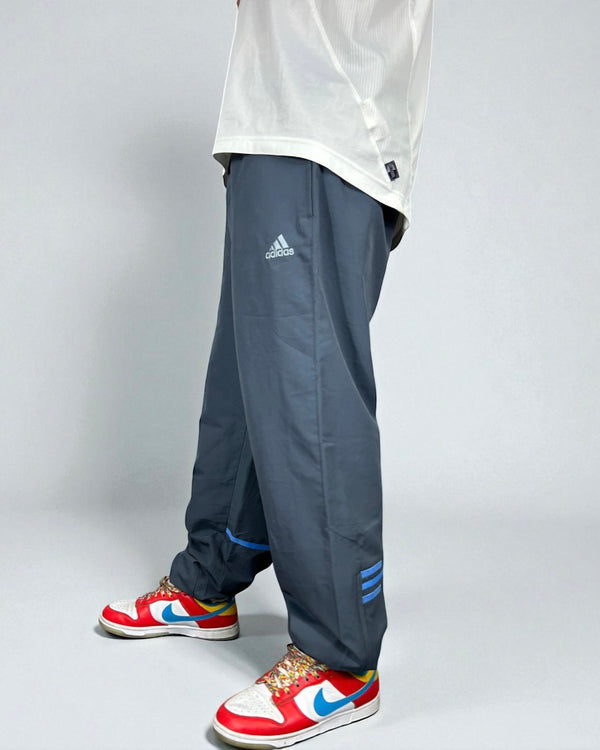 Vintage Adidas Track Pants Grey Blue 2000s — Blue Stripes Edition