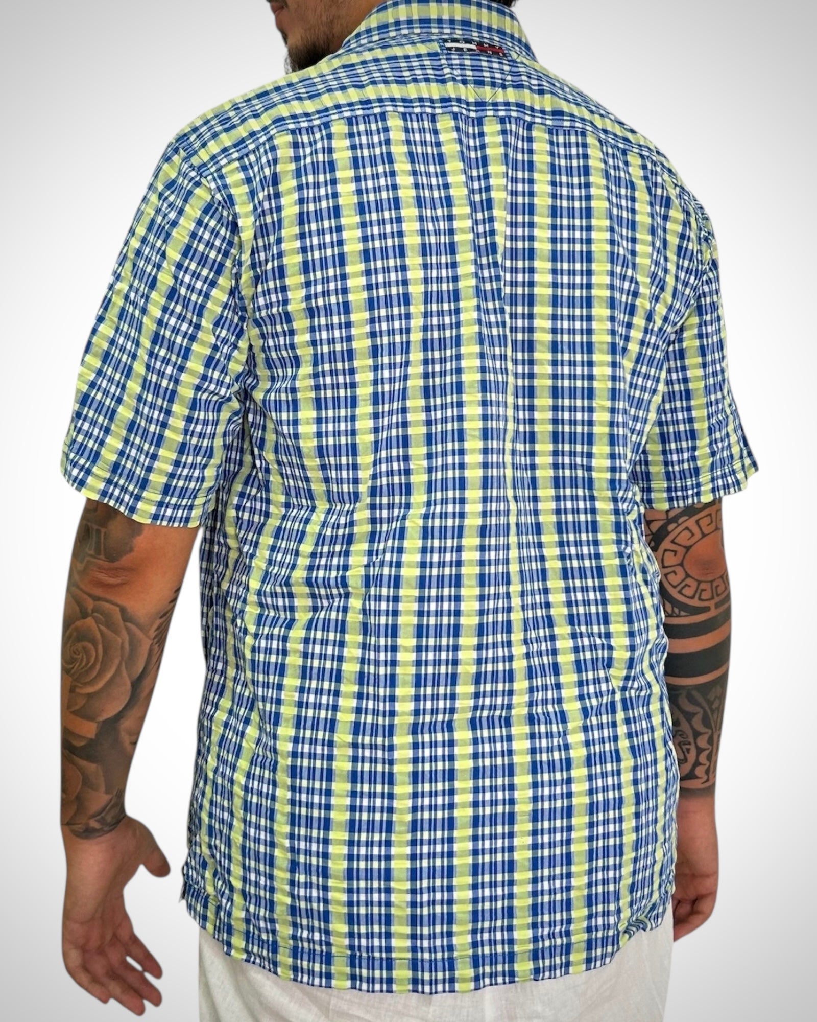 Tommy Jeans Camicia a Mezza Manica – Quadretti Blu e Gialli